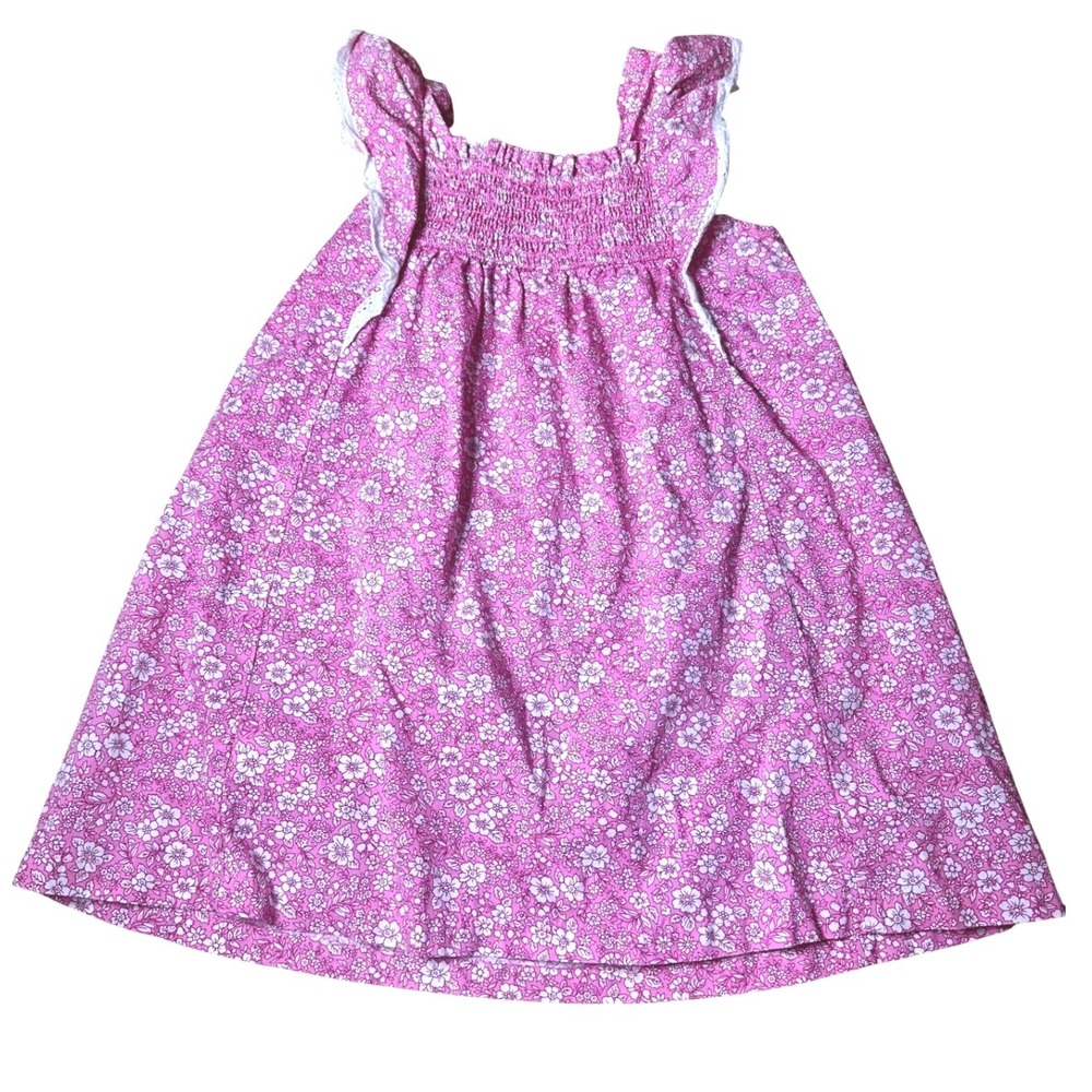 Baby Gap Floral Dress‎ Kids 4 Years Pink Excellent Smocked Ruffle Lace Trim